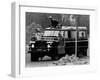 Queen Elizabeth II Looks on as Prince Edward Plays on the Roof of Their Land Rover-null-Framed Photographic Print