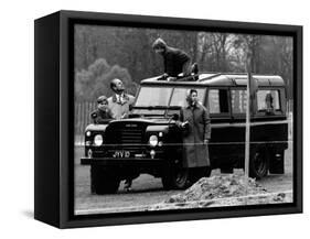 Queen Elizabeth II Looks on as Prince Edward Plays on the Roof of Their Land Rover-null-Framed Stretched Canvas