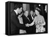 Queen Elizabeth II meeting Tom Jones-Associated Newspapers-Framed Stretched Canvas