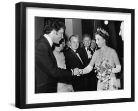 Queen Elizabeth II meeting Tom Jones-Associated Newspapers-Framed Photo