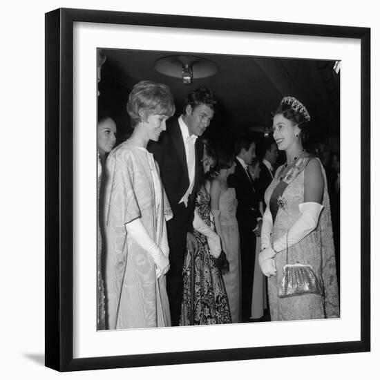 Queen Elizabeth II Meets Actor Bill Travers and Actress Virginia Mckenna at Royal Film Show-null-Framed Photographic Print