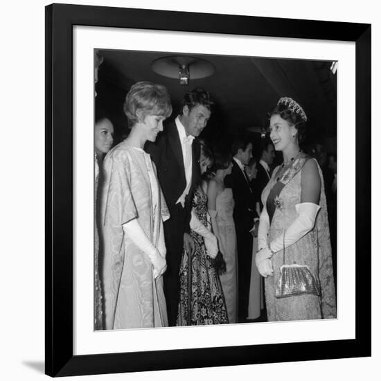 Queen Elizabeth II Meets Actor Bill Travers and Actress Virginia Mckenna at Royal Film Show-null-Framed Photographic Print