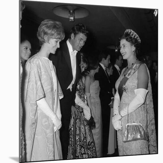 Queen Elizabeth II Meets Actor Bill Travers and Actress Virginia Mckenna at Royal Film Show-null-Mounted Photographic Print