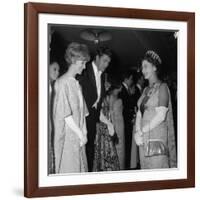 Queen Elizabeth II Meets Actor Bill Travers and Actress Virginia Mckenna at Royal Film Show-null-Framed Photographic Print