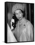 Queen Elizabeth II on the telephone-Associated Newspapers-Framed Stretched Canvas