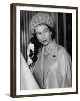 Queen Elizabeth II on the telephone-Associated Newspapers-Framed Photo