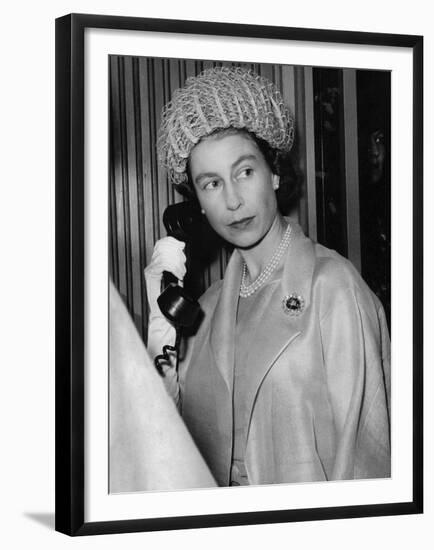 Queen Elizabeth II on the telephone-Associated Newspapers-Framed Photo