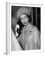 Queen Elizabeth II on the telephone-Associated Newspapers-Framed Photo