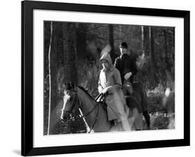 Queen Elizabeth II Out Riding with Prince Edward on New Year's Day 1980-null-Framed Photographic Print