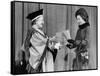 Queen Elizabeth II presents her mother with the degree of Honorary Doctorate of Music-Associated Newspapers-Framed Stretched Canvas