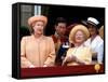 Queen Elizabeth II, Prince Charles and Princess Diana at Buckingham Palace-null-Framed Stretched Canvas