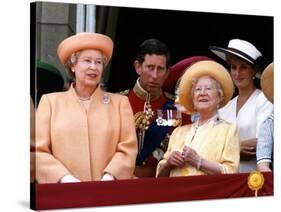 Queen Elizabeth II, Prince Charles and Princess Diana at Buckingham Palace-null-Stretched Canvas