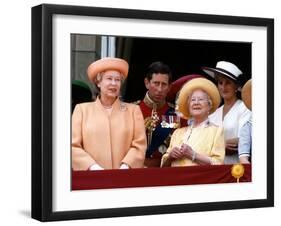 Queen Elizabeth II, Prince Charles and Princess Diana at Buckingham Palace-null-Framed Photographic Print