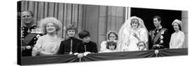 Queen Elizabeth II, Prince Philip, Prince Charles, Princess Diana on Balcony of Buckingham Palace-null-Stretched Canvas