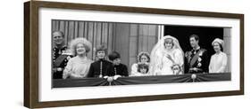 Queen Elizabeth II, Prince Philip, Prince Charles, Princess Diana on Balcony of Buckingham Palace-null-Framed Photographic Print