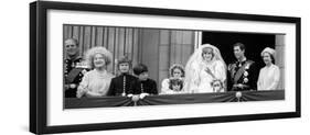 Queen Elizabeth II, Prince Philip, Prince Charles, Princess Diana on Balcony of Buckingham Palace-null-Framed Photographic Print