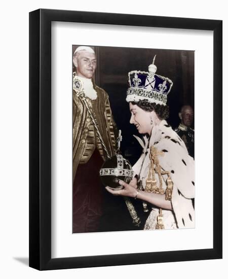 Queen Elizabeth II Returning to Buckingham Palace after Her Coronation, 1953-null-Framed Giclee Print