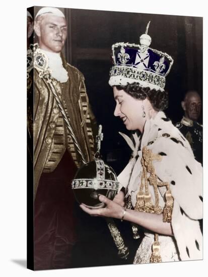 Queen Elizabeth II Returning to Buckingham Palace after Her Coronation, 1953-null-Stretched Canvas