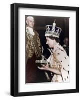 Queen Elizabeth II Returning to Buckingham Palace after Her Coronation, 1953-null-Framed Premium Giclee Print