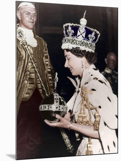Queen Elizabeth II Returning to Buckingham Palace after Her Coronation, 1953-null-Mounted Giclee Print