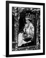 Queen Elizabeth II Riding Along in the Coronation Coach Wearing Crown and Carrying Orb-null-Framed Photographic Print