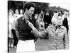 Queen Elizabeth II Shows Prince Charles Sign at a Polo Match at Windsor Great Park Points Finger-null-Stretched Canvas