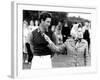 Queen Elizabeth II Shows Prince Charles Sign at a Polo Match at Windsor Great Park Points Finger-null-Framed Photographic Print