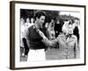 Queen Elizabeth II Shows Prince Charles Sign at a Polo Match at Windsor Great Park Points Finger-null-Framed Photographic Print