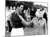 Queen Elizabeth II Shows Prince Charles Sign at a Polo Match at Windsor Great Park Points Finger-null-Mounted Photographic Print