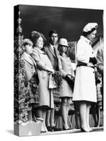 Queen Elizabeth II Standing with Her Children Prince Charles, Princess Anne and Prince Andrew-null-Stretched Canvas
