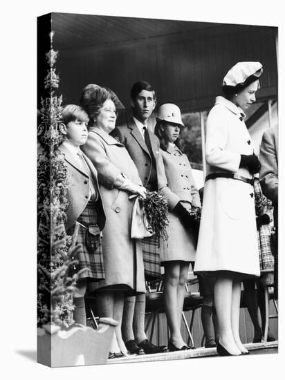 Queen Elizabeth II Standing with Her Children Prince Charles, Princess Anne and Prince Andrew-null-Stretched Canvas