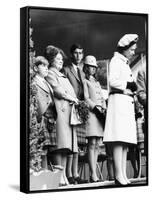 Queen Elizabeth II Standing with Her Children Prince Charles, Princess Anne and Prince Andrew-null-Framed Stretched Canvas