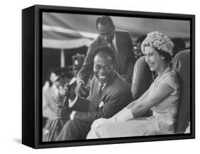 Queen Elizabeth II with Kwame Nkrumah During Her Visit to Ghana-Paul Schutzer-Framed Stretched Canvas