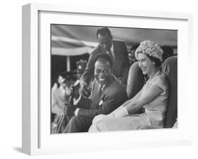 Queen Elizabeth II with Kwame Nkrumah During Her Visit to Ghana-Paul Schutzer-Framed Premium Photographic Print