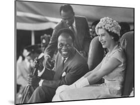 Queen Elizabeth II with Kwame Nkrumah During Her Visit to Ghana-Paul Schutzer-Mounted Premium Photographic Print