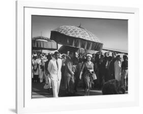 Queen Elizabeth Ii with Kwame Nkrumah During Her Visit to Ghana-null-Framed Photographic Print