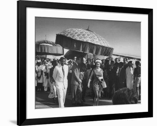 Queen Elizabeth Ii with Kwame Nkrumah During Her Visit to Ghana-null-Framed Photographic Print