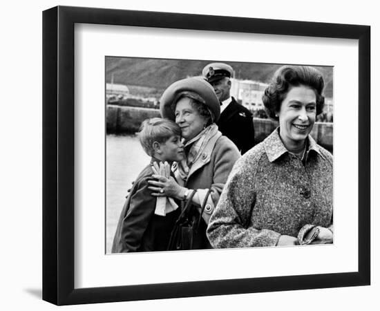 Queen Elizabeth II with Prince Edward During Their Summer Tour of Scotland-null-Framed Photographic Print