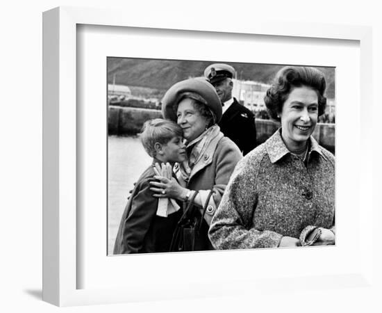 Queen Elizabeth II with Prince Edward During Their Summer Tour of Scotland-null-Framed Photographic Print
