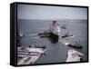 Queen Elizabeth in Southampton Harbor-null-Framed Stretched Canvas