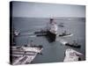 Queen Elizabeth in Southampton Harbor-null-Stretched Canvas