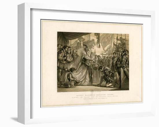 Queen Elizabeth Knighting Drake on Board the Golden Hind..., April 4th 1581-F Fraenkel-Framed Giclee Print