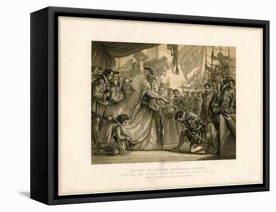 Queen Elizabeth Knighting Drake on Board the Golden Hind..., April 4th 1581-F Fraenkel-Framed Stretched Canvas
