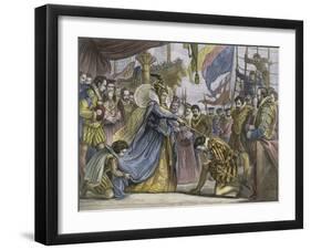 Queen Elizabeth Knighting Sir Francis Drake Aboard-null-Framed Giclee Print