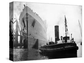 Queen Elizabeth Launch on River Clyde, 1938-null-Stretched Canvas