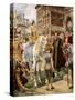 Queen Elizabeth Opening the Royal Exchange-Ernest Crofts-Stretched Canvas