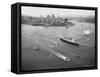 Queen Elizabeth Sailing Through New York Harbor-null-Framed Stretched Canvas