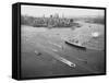 Queen Elizabeth Sailing Through New York Harbor-null-Framed Stretched Canvas