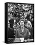 Queen Elizabeth Sitting Gleefully Watching University of Maryland vs. University of North Carolina-Alfred Eisenstaedt-Framed Stretched Canvas