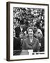 Queen Elizabeth Sitting Gleefully Watching University of Maryland vs. University of North Carolina-Alfred Eisenstaedt-Framed Premium Photographic Print